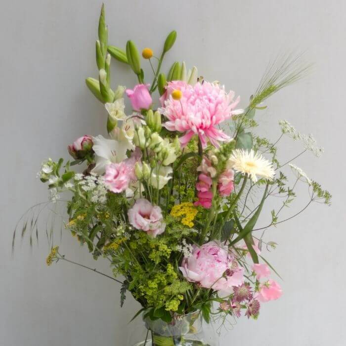 Sommerblumenstrauß pink weiß gelb